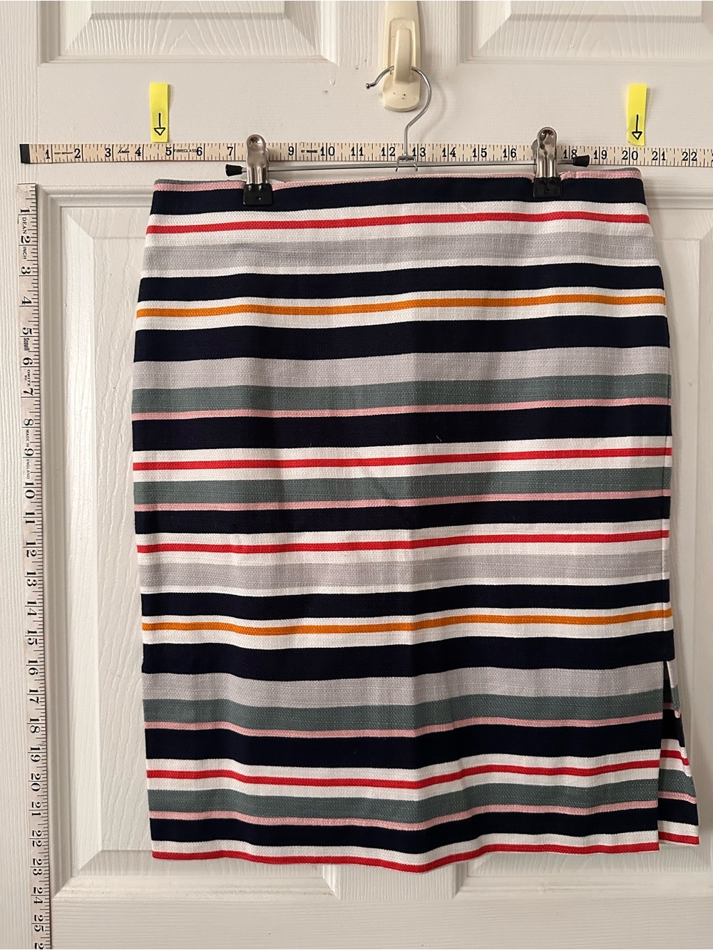 LOFT Striped Pencil Skirt in Navy, White, Red, Pink & Mustard